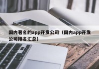 国内著名的app开发公司（国内app开发公司排名汇总）