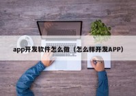 app开发软件怎么做（怎么样开发APP）