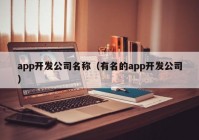 app开发公司名称（有名的app开发公司）