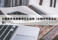 小程序开发需要学什么软件（小程序开发怎么学）