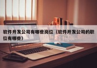 软件开发公司有哪些岗位（软件开发公司的职位有哪些）